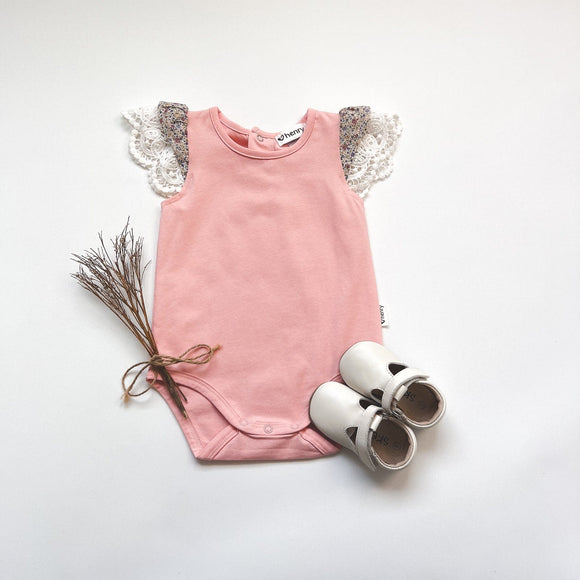 Love Henry - Baby Girls Knit Romper - Peach Pink