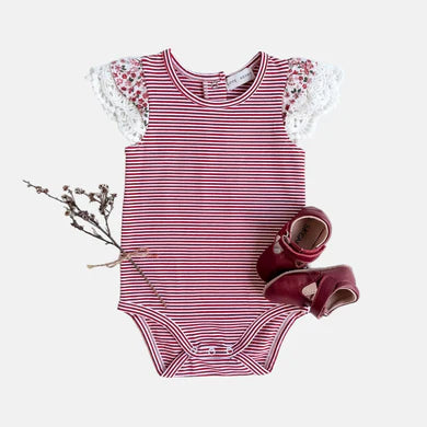 Love Henry - Baby Girls Knit Romper - Red Stripe