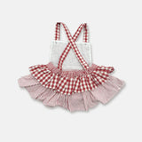 Love Henry - Baby Girls Frilly Playsuit - Red Checks