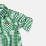 Love Henry - Baby Boys Dress Shirt Romper - Bright Green Check