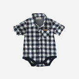 Love Henry - Baby Boys - Dress Shirt Romper - Large Navy Check