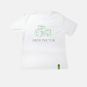 Love Henry - Baby Boys Green Tractor Tee - White