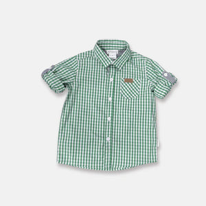 Love Henry - Boys Dress Shirt - Bright Green Check