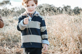 Love Henry - Boys Freddie Rugby Polo - Olive Stripe