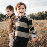 Love Henry - Boys Freddie Rugby Polo - Olive Stripe