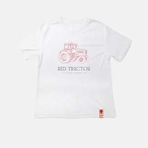 Love Henry - Boys Red Tractor Tee - White