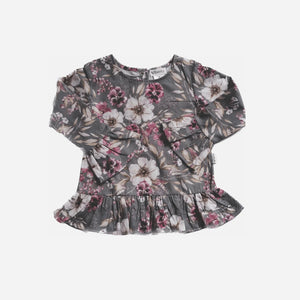 Love Henry - Girls Logan Peplum Top - Midnight Floral