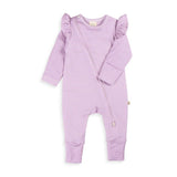 Tiny Twig - Zipsuit Cap LS Lavender Stripes