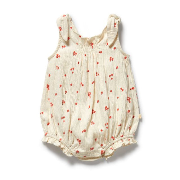 Wilson & Frenchy - Jolly Holly Organic Crinkle Tie Playsuit