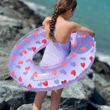 Swim Essentials - Swim Ring, Lilac Hearts, 90 cm