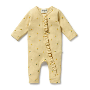 Wilson & Frenchy - Little Lemon Organic Waffle Ruffle Zipsuit