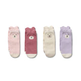 Wilson & Frenchy - Girls Organic 4 Pack Baby Socks - Plum/Strawberry Cream/Lilac/Buttermilk