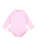 Minihaha - PINK GINGHAM LS SUNSUIT
