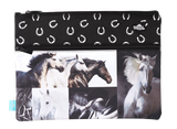 Spencil - A4 Twin Zip Pencil Case - Black & White Horses