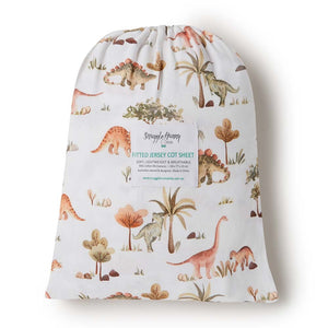 Snuggle Hunny - Fitted Jersey Cot Sheet - Dino