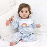 Albetta - Crochet Rainbow Blue Stripe Babygrow