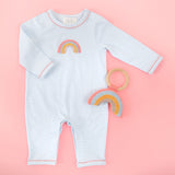 Albetta - Crochet Rainbow Blue Stripe Babygrow