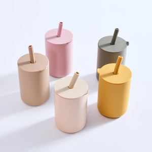Milk Addict - Silicone Cup & Straw Set - Sand