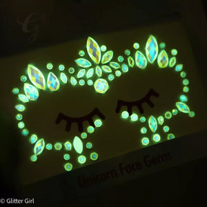 Glitter Girl - Glow in The Dark Face Gems - Enchanted