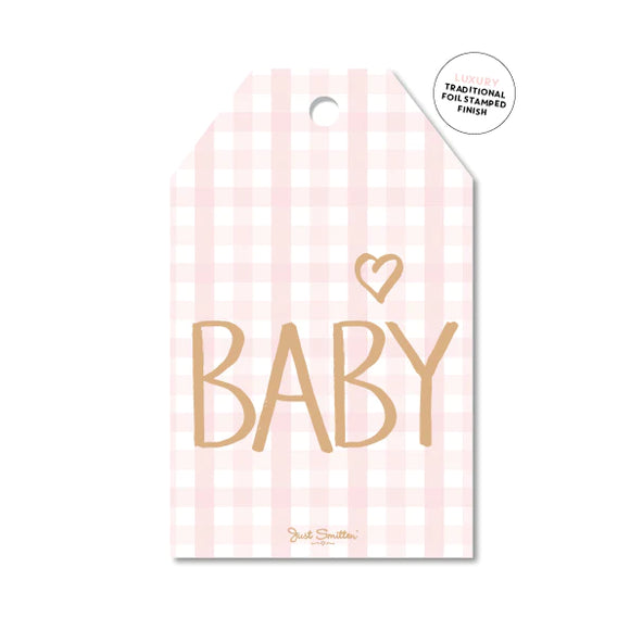 Just Smitten - Baby Pink Gingham - Gift Tag