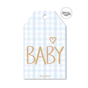 Just Smitten - Baby Blue Gingham - Gift Tag