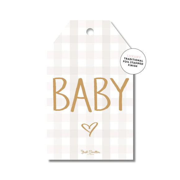 Just Smitten - Baby Beige Gingham - Gift Tag