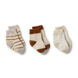 Wilson & Frenchy - Organic 3 Pack Baby Socks - Fog/Nimbus Cloud/Dijon