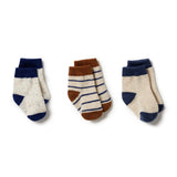 Wilson & Frenchy - Organic 3 Pack Baby Socks - Deep Blue/Dijon/Blue Depths