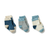 Wilson & Frenchy - Organic 3 Pack Socks - Bluestone