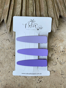 Nakoa - Hair Clip - Set of 3 - Solid Ombre - Purple